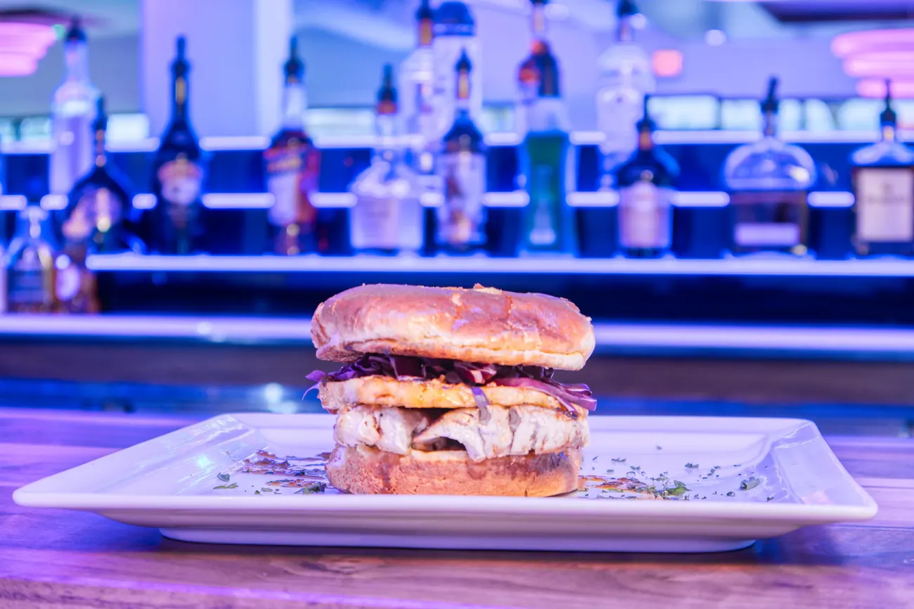 Grilled chicken sandwich at the bar